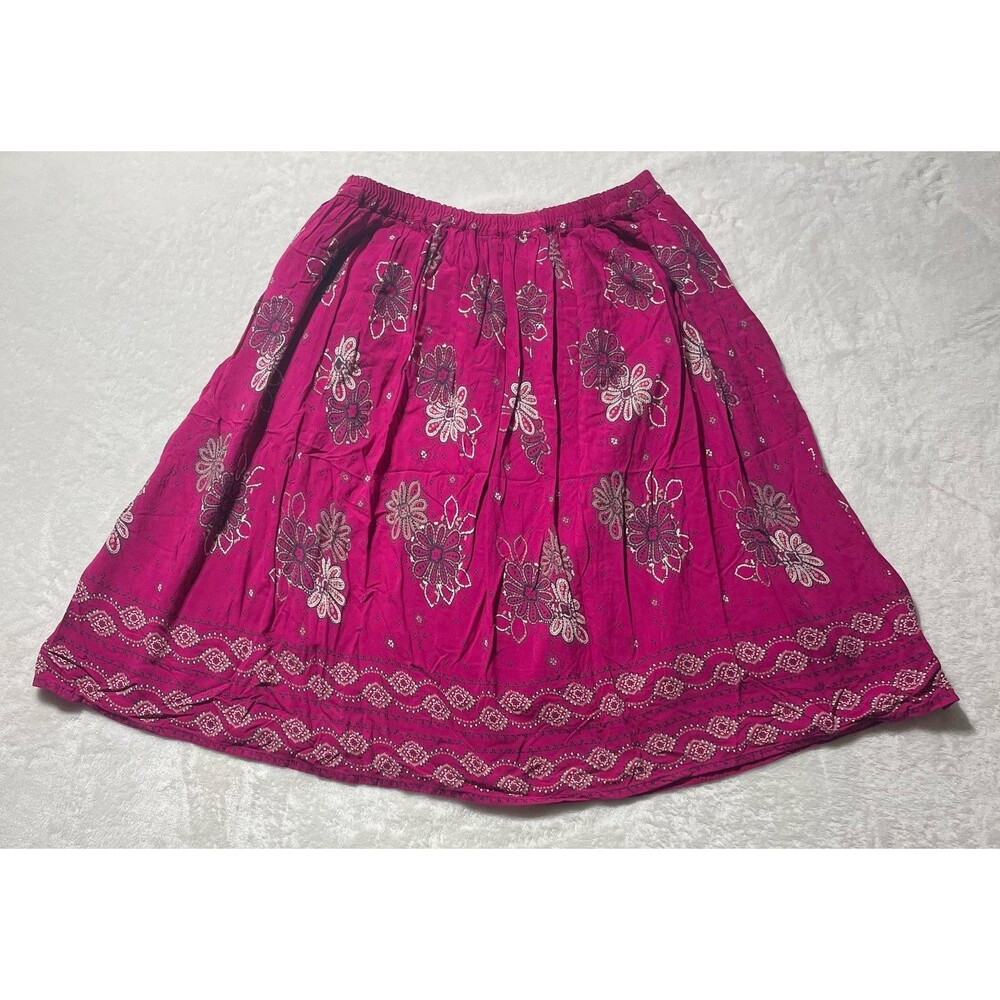 per una Gathered Floral Cottage Core Boho Women’s Skirt US Size 12 Pink